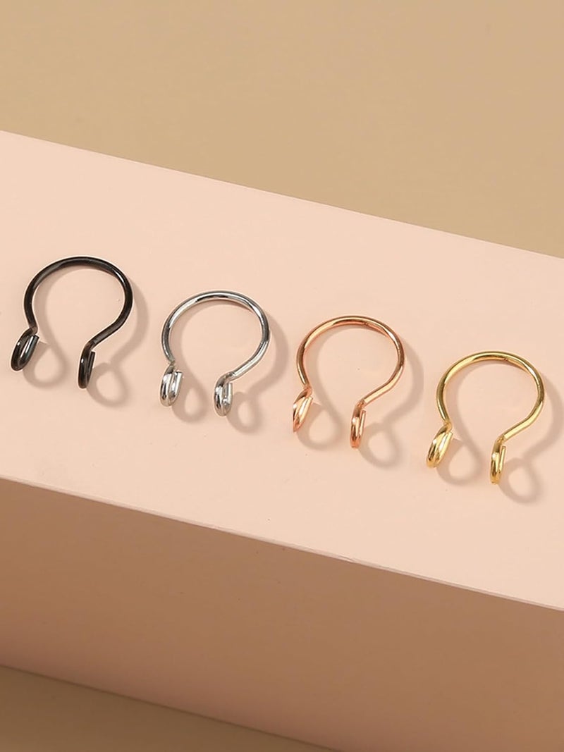 AVYRING Fake Nose Ring Fake Piercings Fake Nose Rings Nose Cuffs Fake Nose Piercing Fake Nose Hoop Faux Nose Rings for Women Faux Nose Ring Fake Piercing Fake Nose Cuff Sliver Gold Black - Image 5